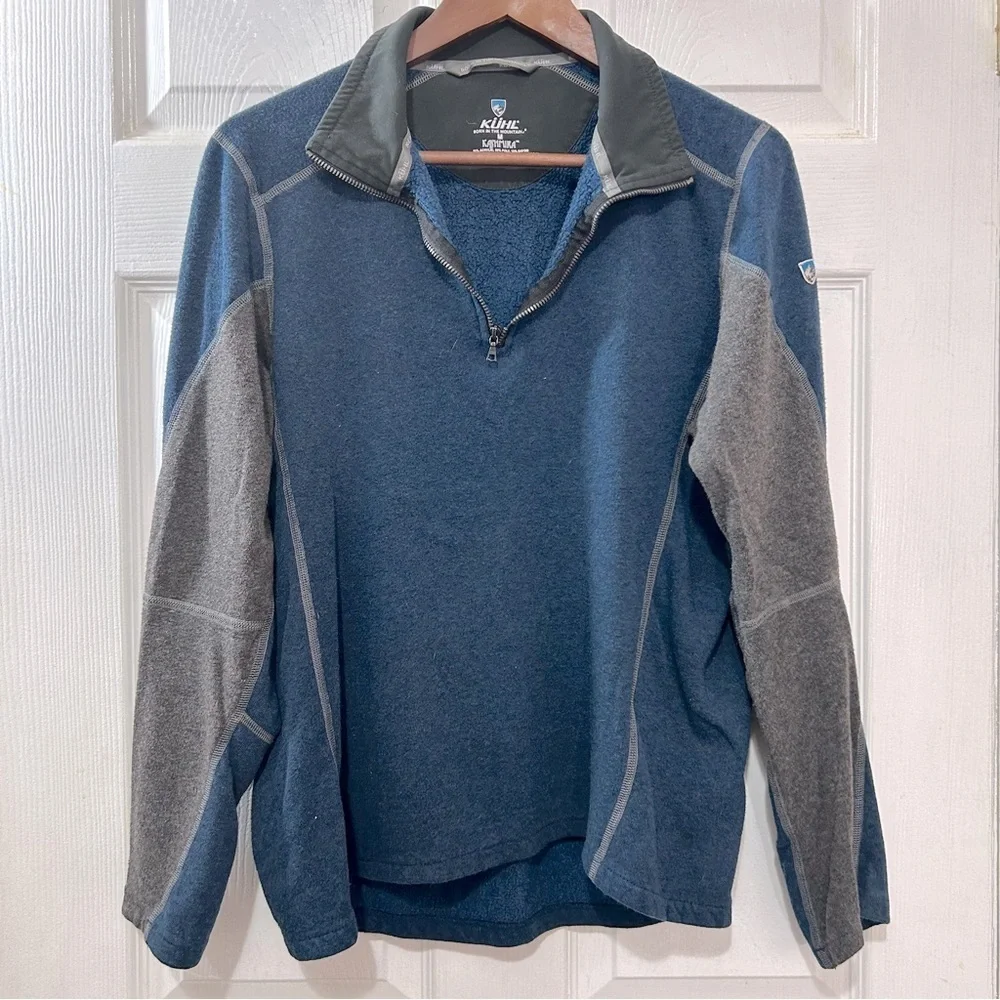 KUHL Kashmira Sweater Quarter Zip Men's Blue Gray Size Medium